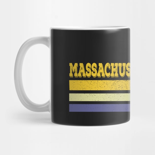 Retro Massachusetts Vintage Sunset Stripes by bougieFire